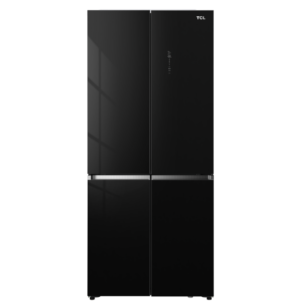 מקרר 4 דלתות TCL P560CDBG נפח 470 ליטר Total No Frost עם Twin Eco Inverter - זכוכית שחורה